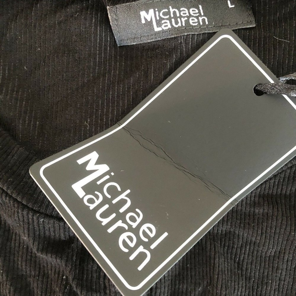 Michael Lauren Potter Snap Front Long Sleeve Tee Black Rib Basic L $97 - Picture 5 of 6